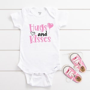 Hugs and Kisses Baby Bodysuit: Organic Cotton Valentine Outfit