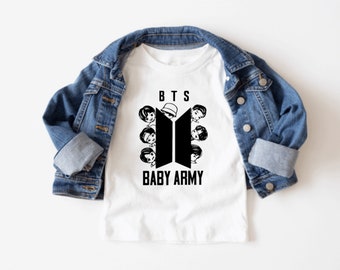 KPop Baby, BTS Inspired Clothes, Baby Shower Gift, Baby Army Bodysuit, BTS Fan Gift, Kpop Shirt, Tiny Tan Fan Gift, BTS Group Shirt Kids