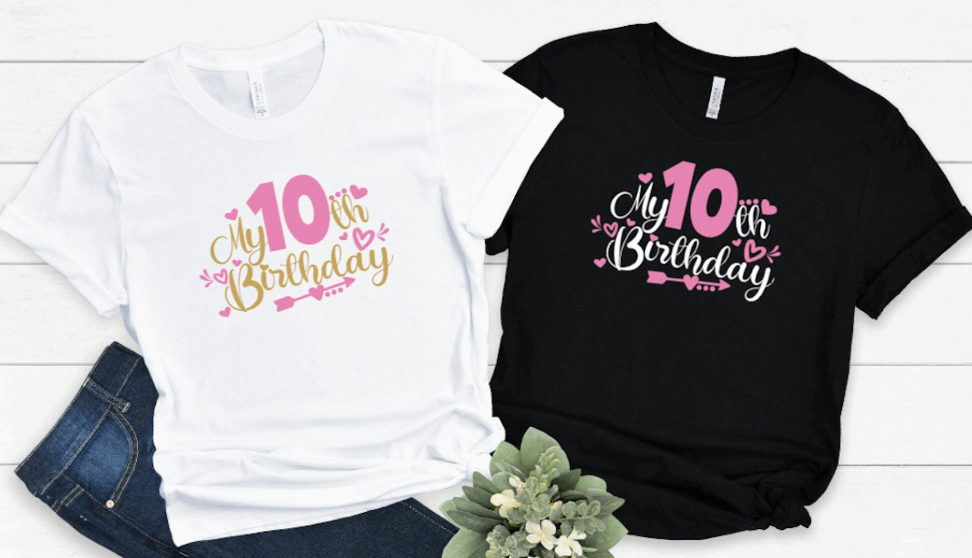 Gold Tenth Birthday Shirt Girls 10th Birthday Shirt