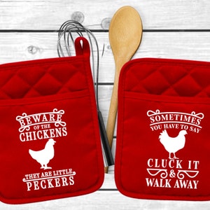 Funny Chicken Pot Holder: Kitchen Decor, Chicken Lover Gift