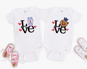 BT21 Inspired Clothing, Kpop Baby Shower Gift, Character Shirt, Army Shirt, BTS Shirt, BTS Fan Gift, Baby Army Shirts, Kpop Baby Bodysuit