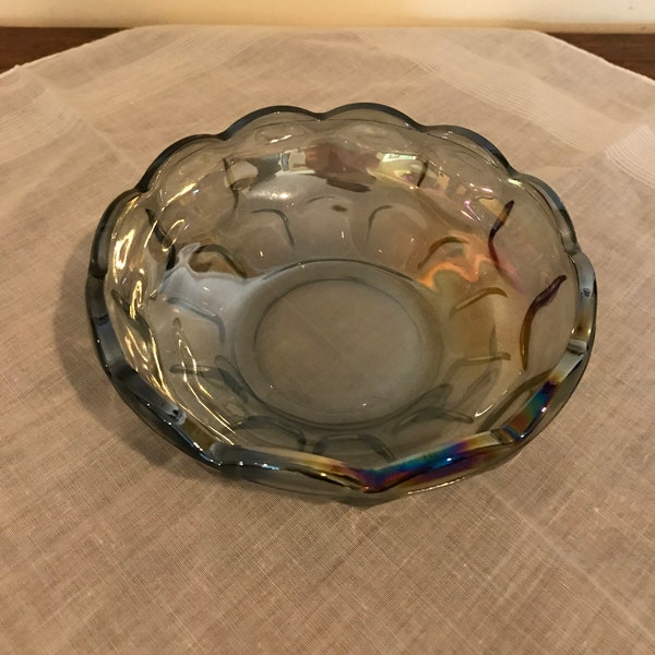 vintage Smoky Mirrored Finish Glass Bowl