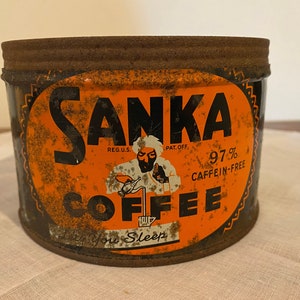 vintage Sanka Coffee Tin - Pas de couvercle