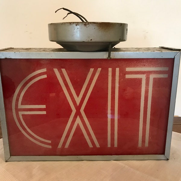 1930s Art Deco Exit Sign - Top Mounted