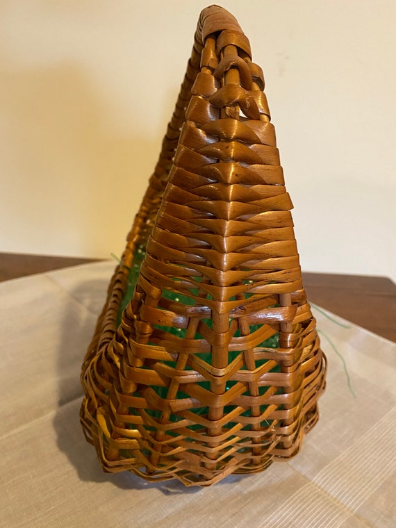 ヴィンテージ 楕円形 籐 バスケット ハンドル付き - Etsy 日本