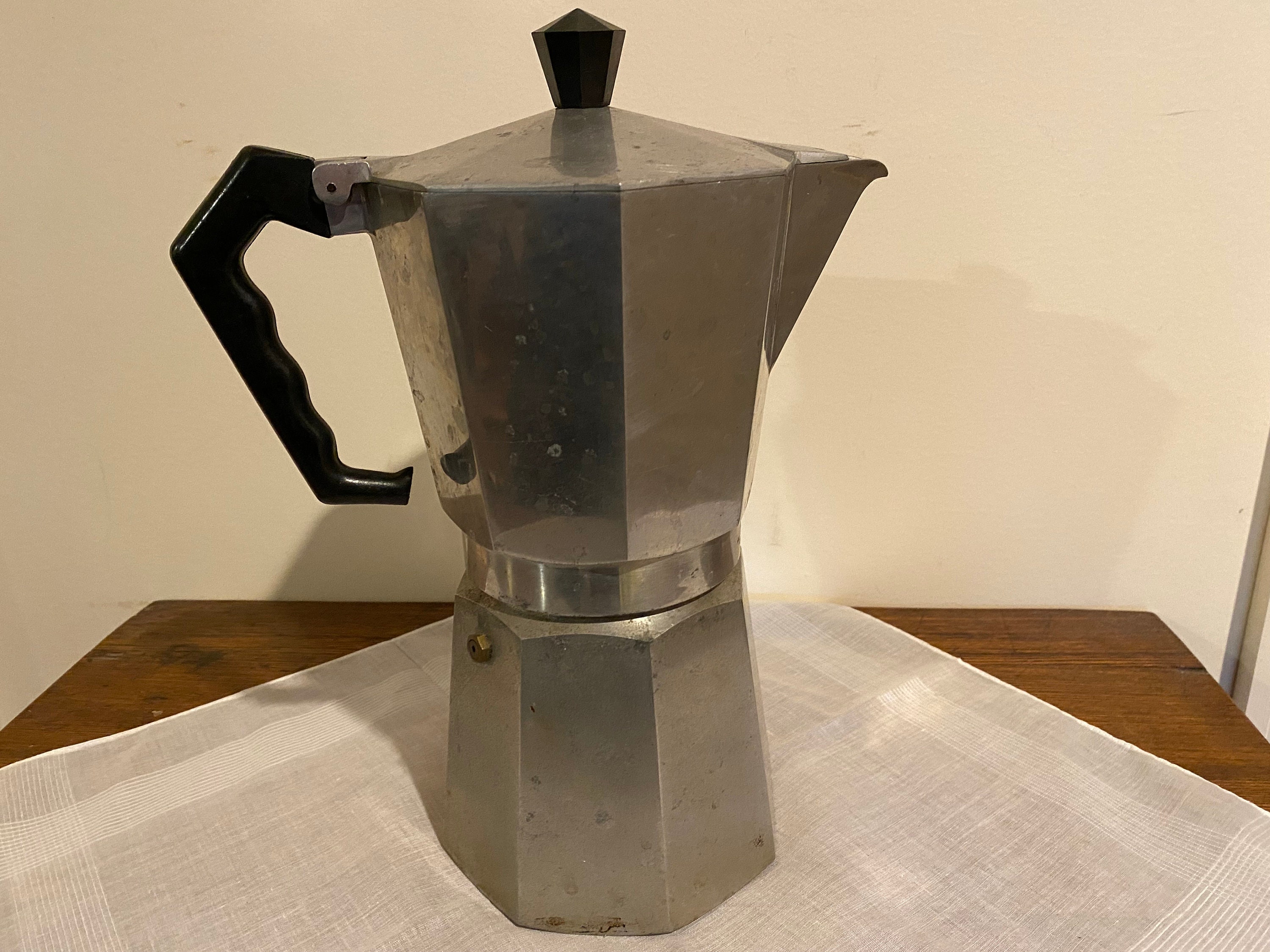 XXL Vintage Stovetop Moka Pot With Ceramic Top, Italian Espresso Maker,  About 12 Cups Coffee Pot, 1960 