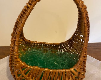 ヴィンテージ 楕円形 籐 バスケット ハンドル付き - Etsy 日本