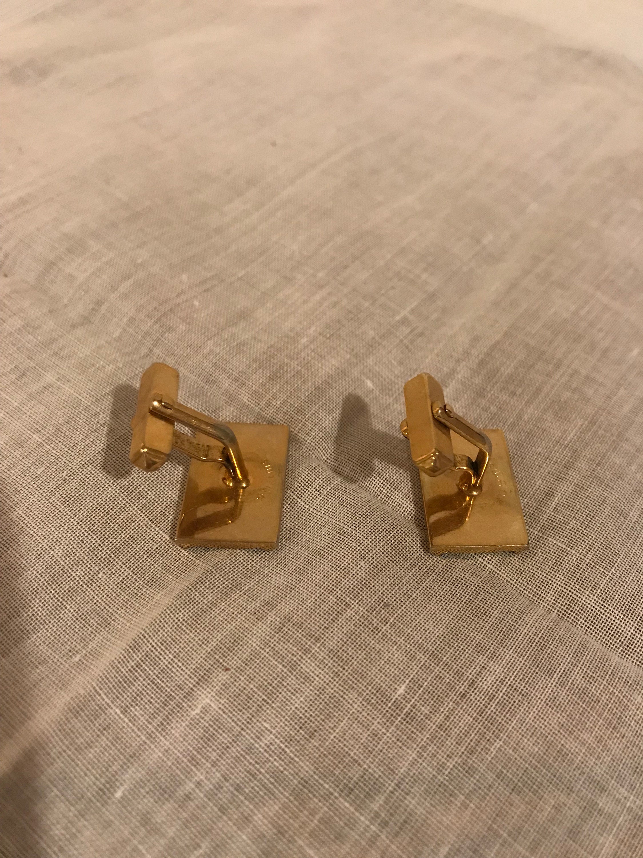 Boutons De Manchette Vintage Swank 1217 - Motif Tragédie/comédie, Ton Or Années 60