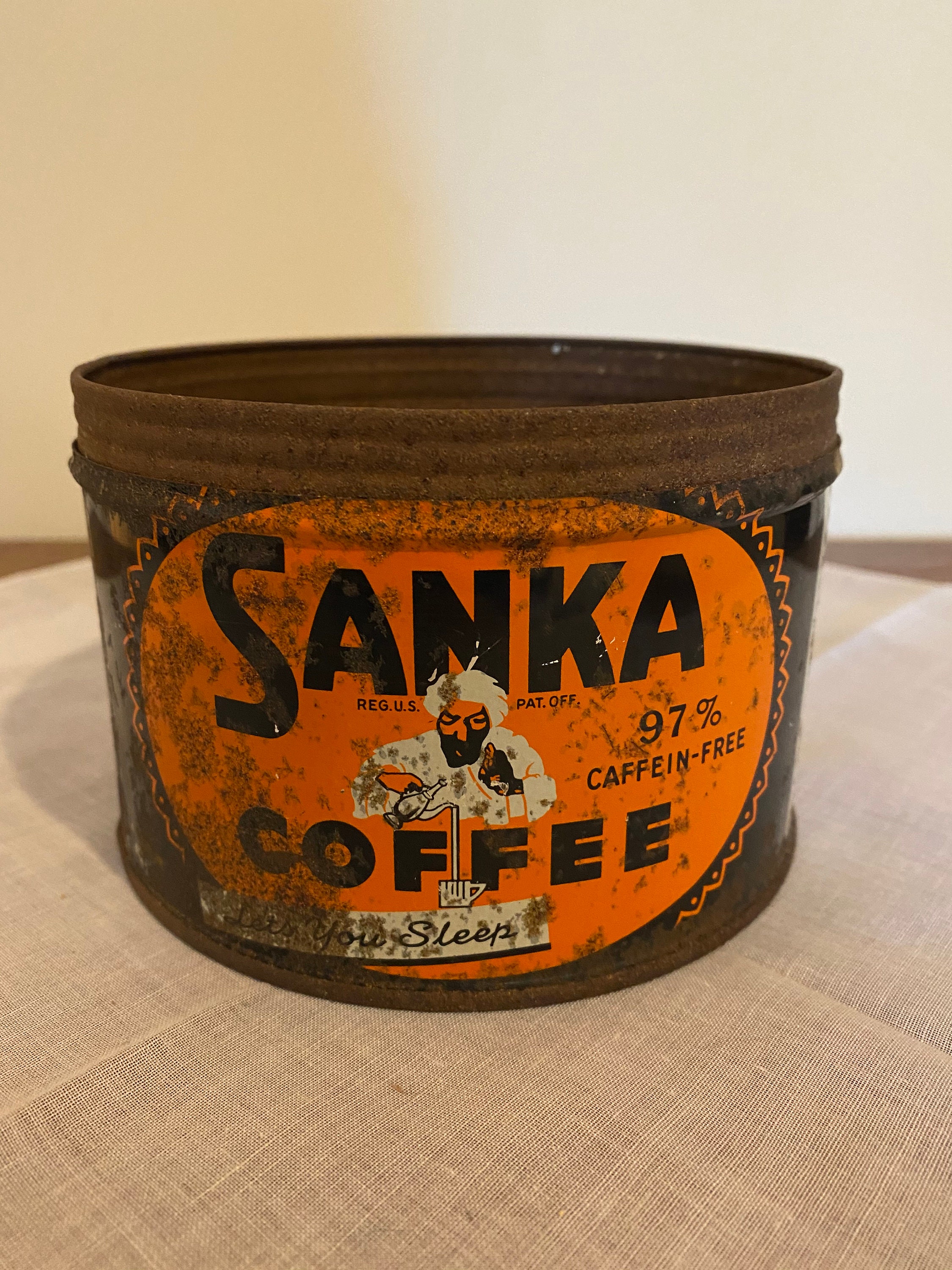 Vintage Sanka Coffee Tin - No Lid - Etsy