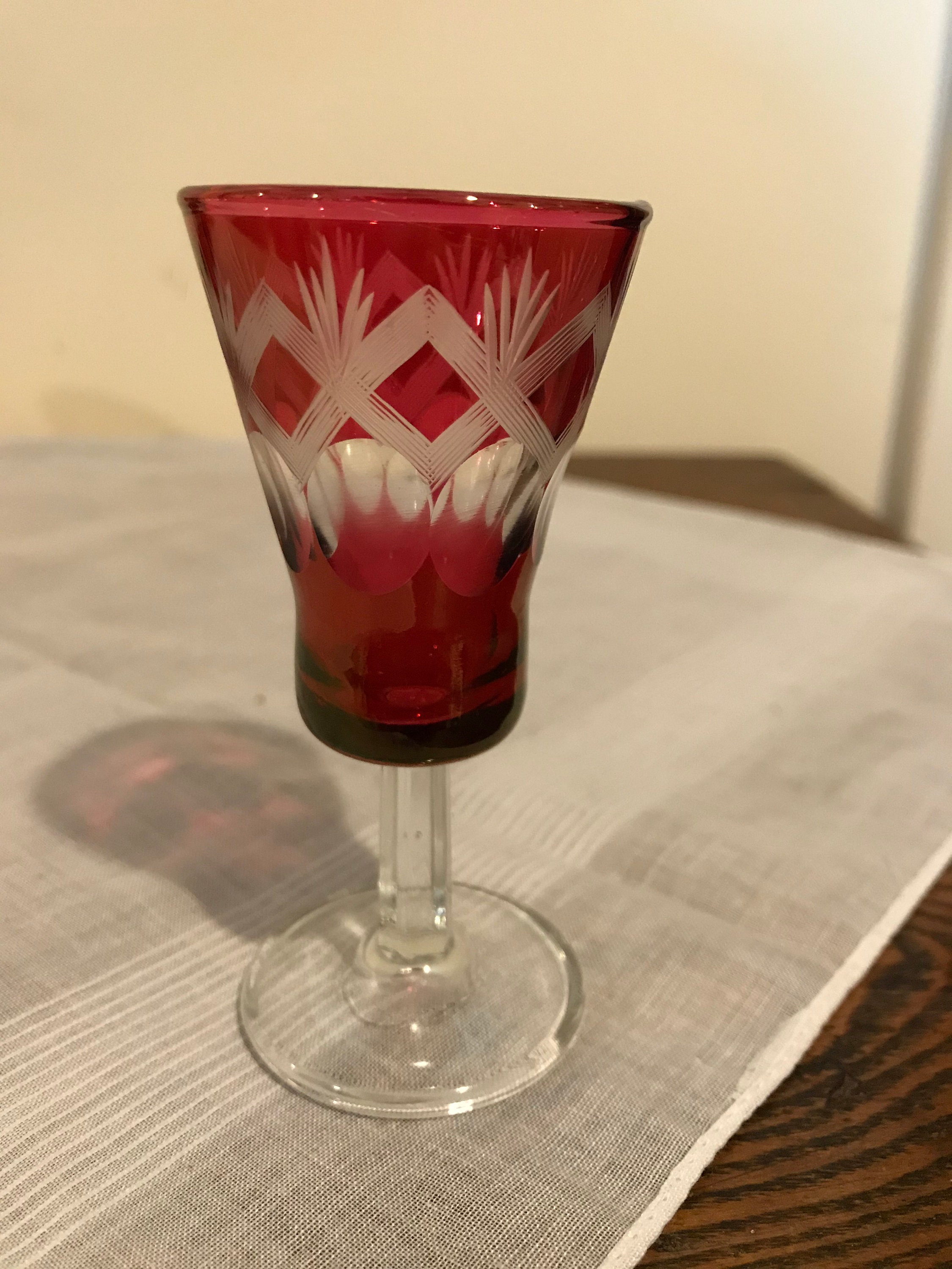 Vintage Murano Cordial/shot Glasses in Red / Cut to Clear Etsy