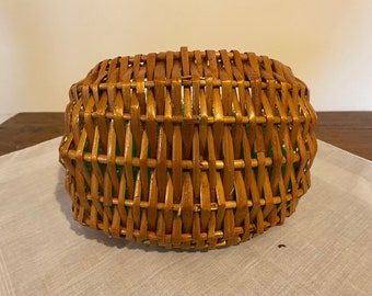 ヴィンテージ 楕円形 籐 バスケット ハンドル付き - Etsy 日本