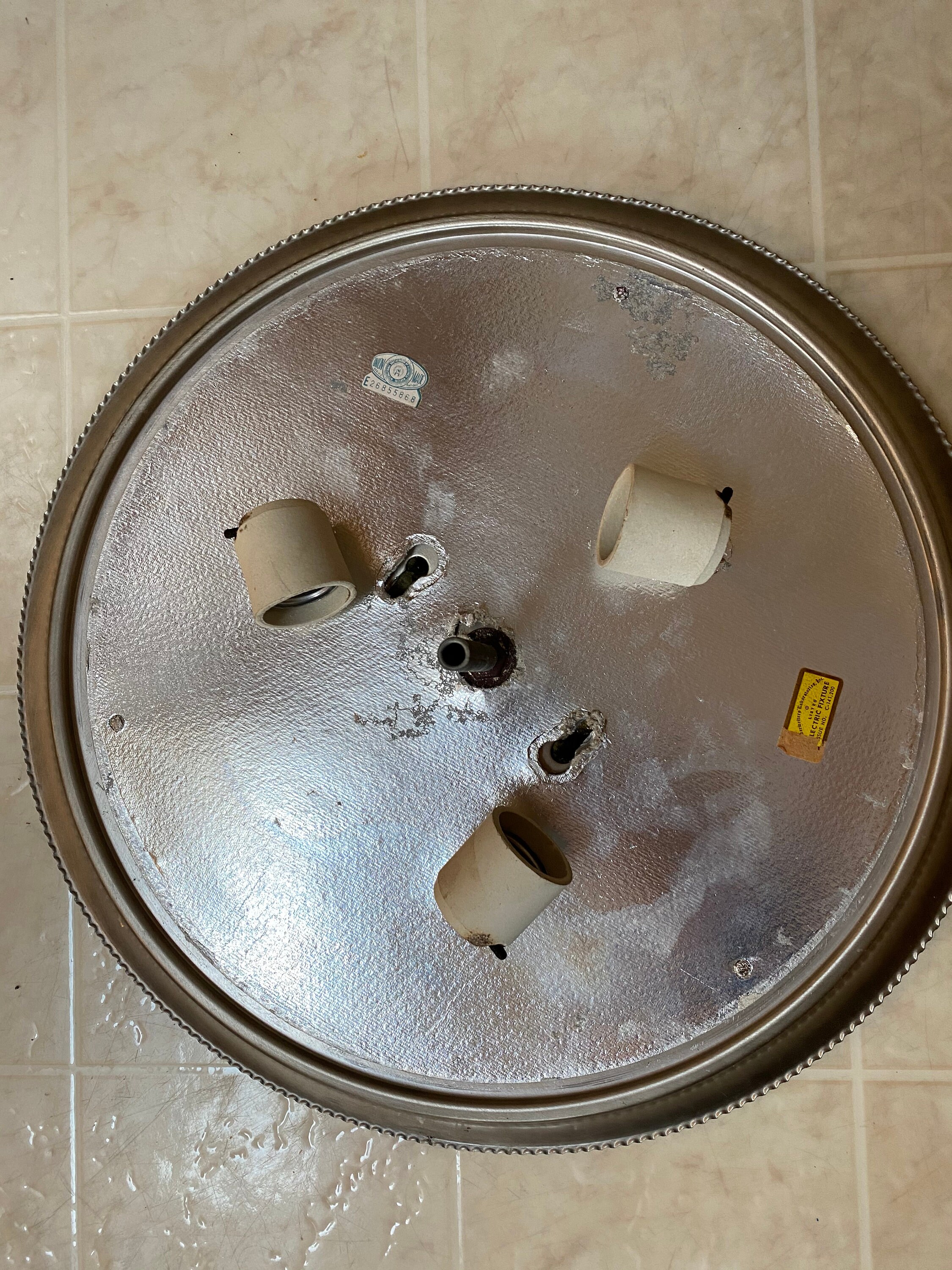 Fijación de luz de techo de metal y vidrio de mediados del | Etsy