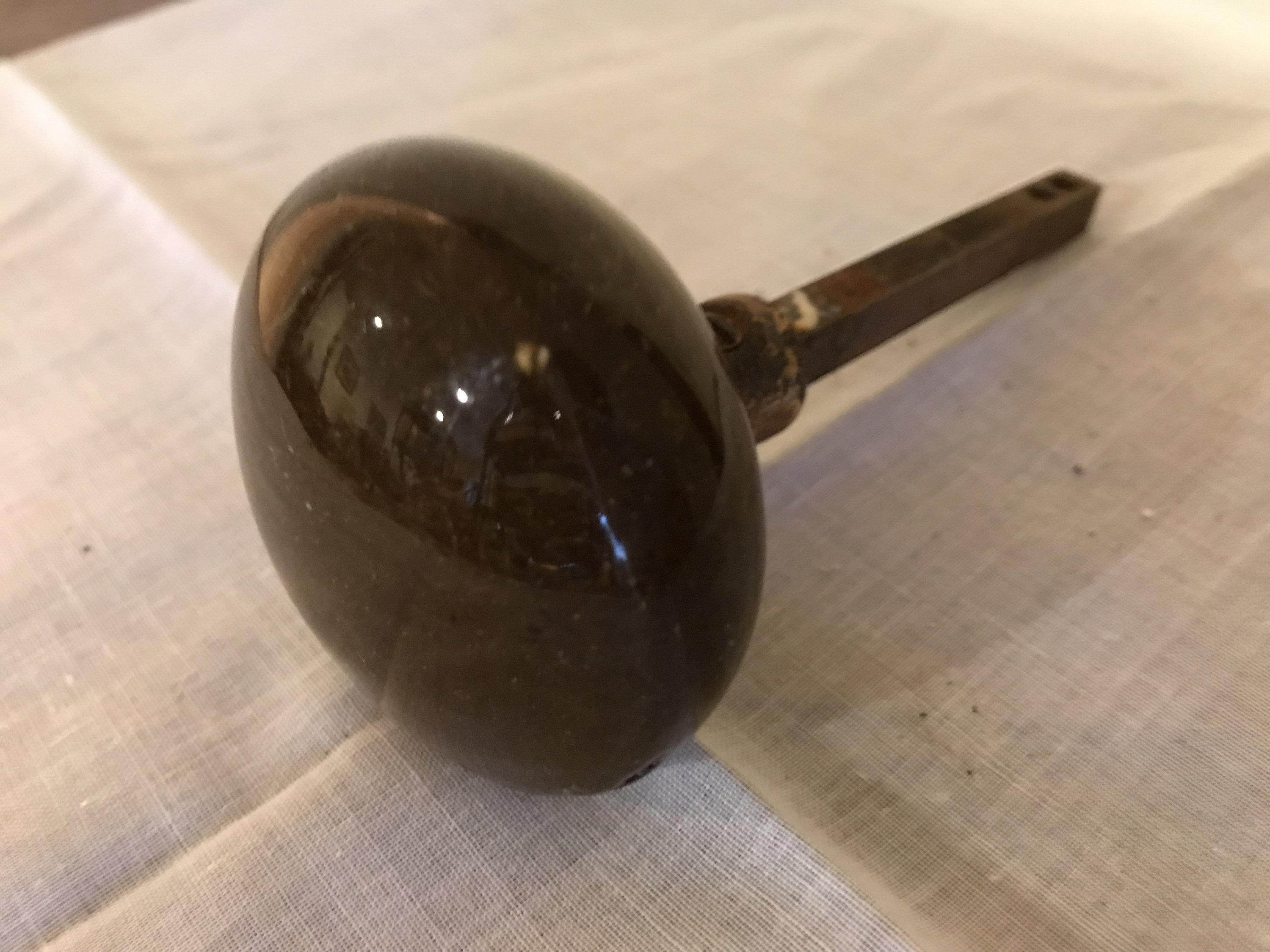 Vintage Brown Porcelain Door Knob With Stem Etsy