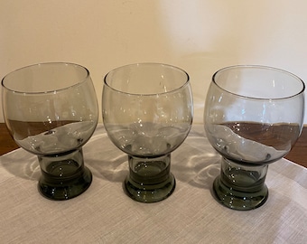 Vintage Mid-Century Smokey Drinking Glasses - Set of 3