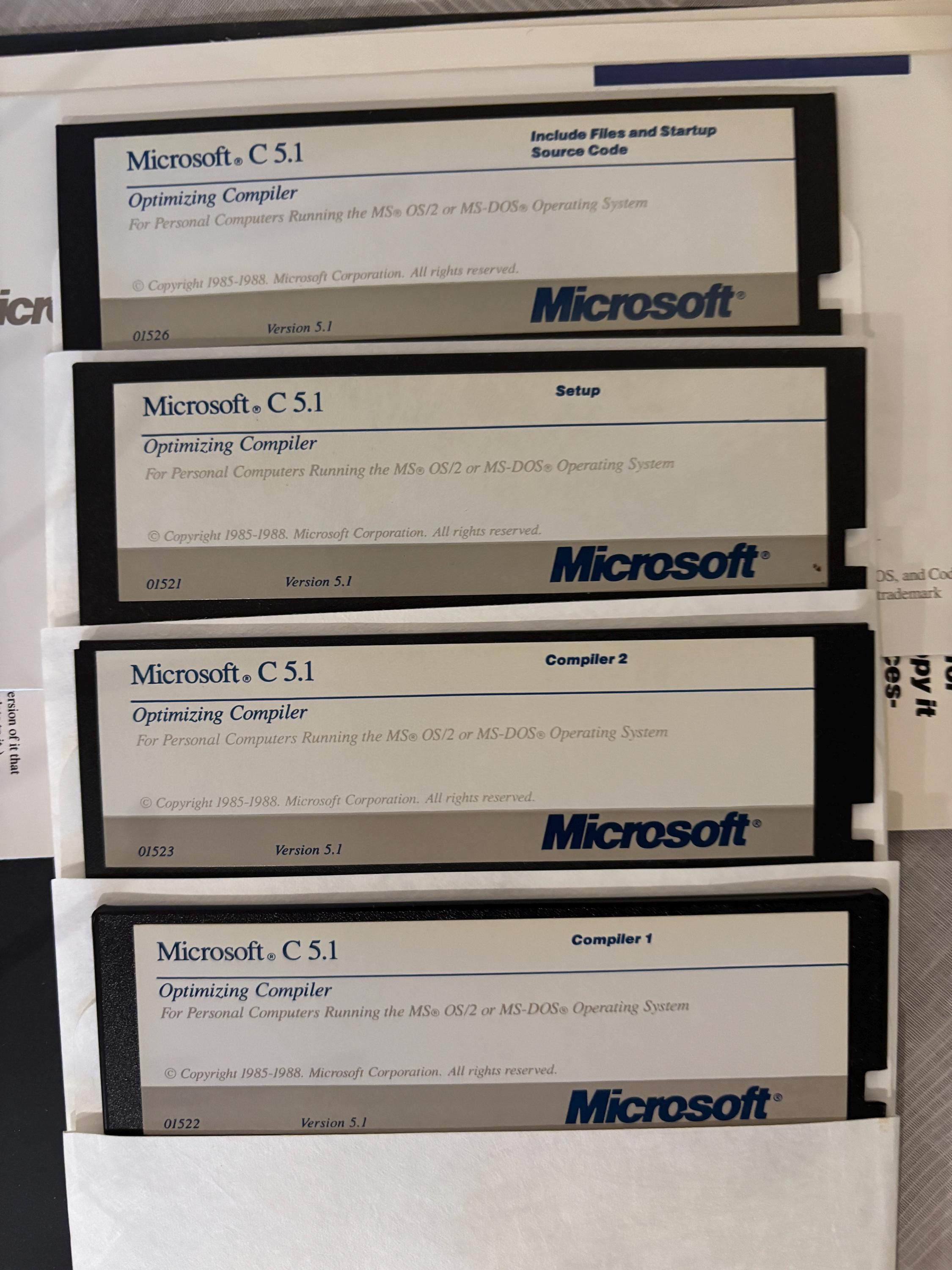 Microsoft C 5.1 Optimizing Compiler Disks and Manuals - Etsy