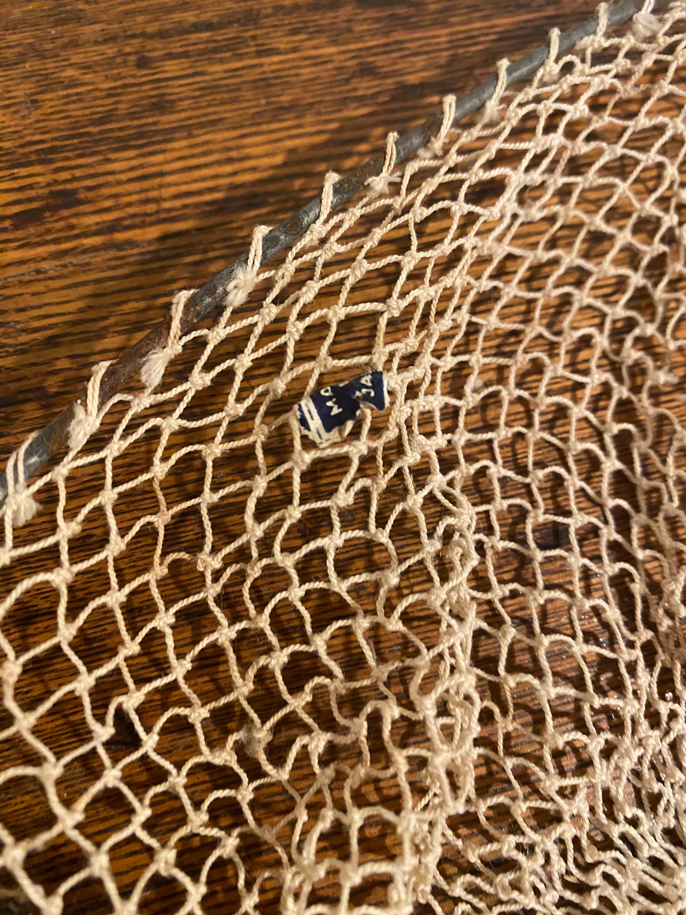 Vintage Handheld Fishing Net With Wire Frame and Wood Handle Etsy