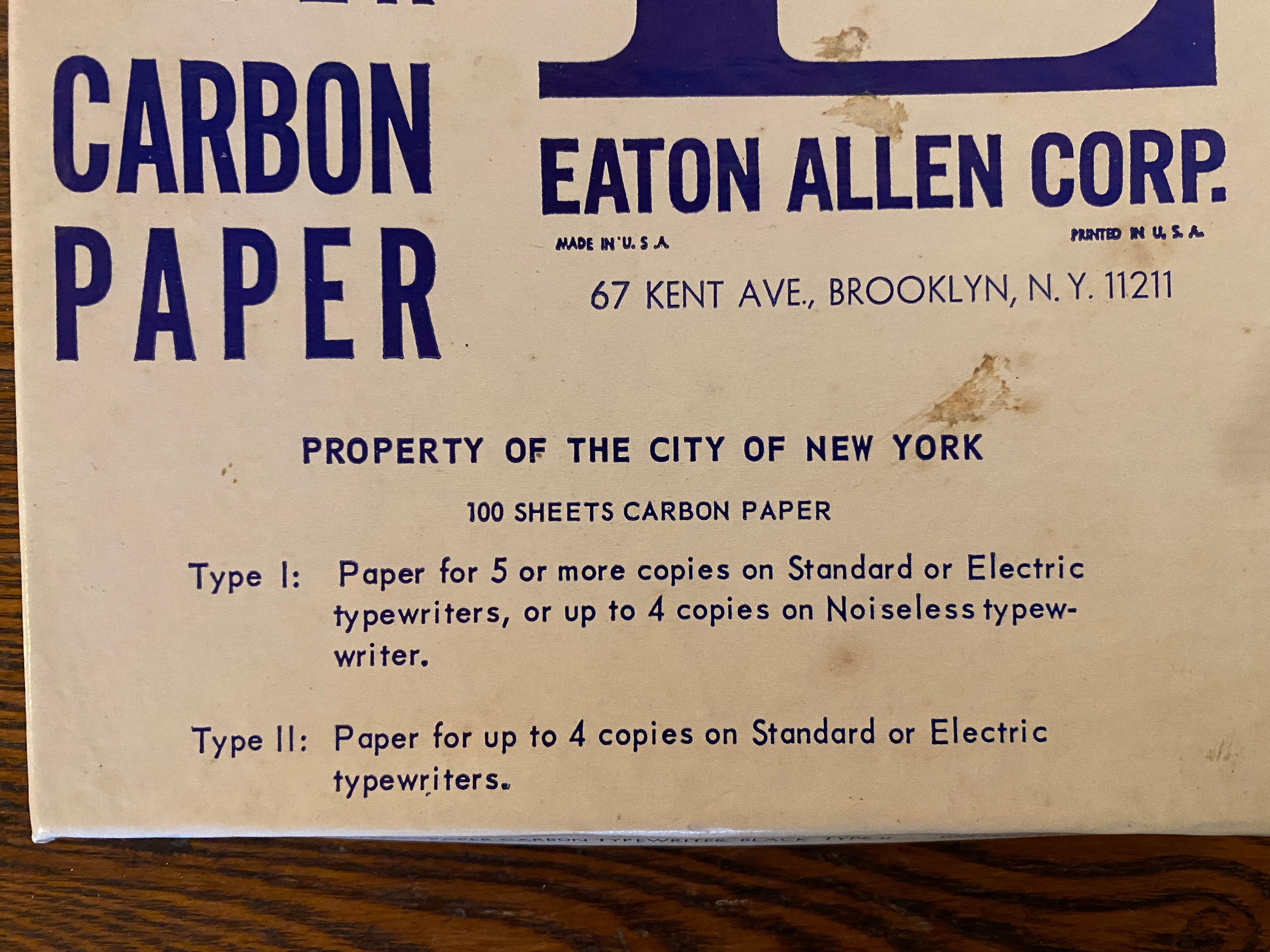 Vintage Box of 5x8 Carbon Paper Eaton Allen Corp City of - Etsy