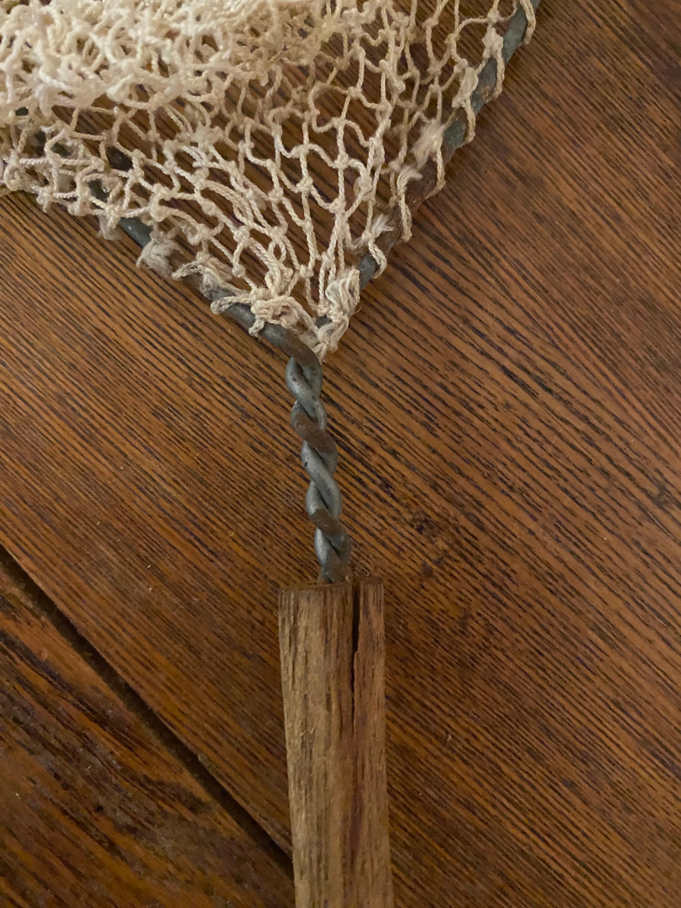 Vintage Handheld Fishing Net With Wire Frame and Wood Handle Etsy