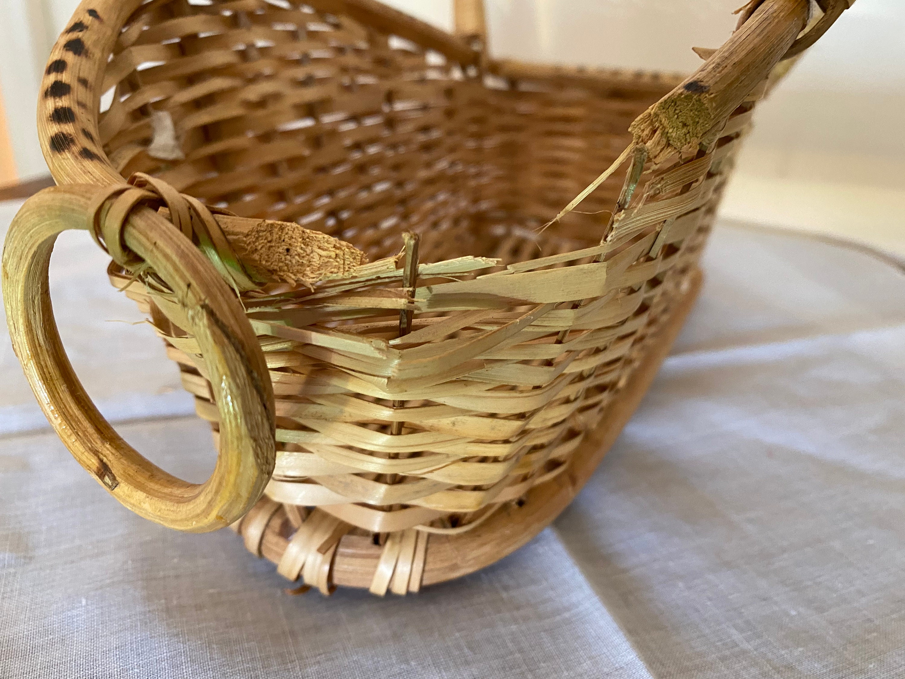 Vintage Wicker Wine Bottle Basket with two Handles Etsy