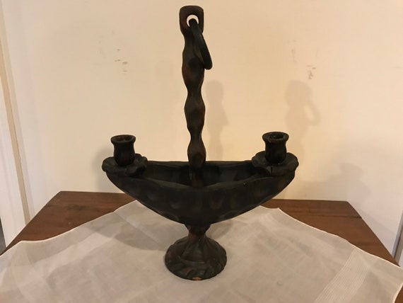 Vintage Wooden Hanging Candelabra Made in Spain
