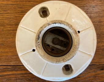 Vintage Glazed Ceramic Ceiling Light Bulb Socket