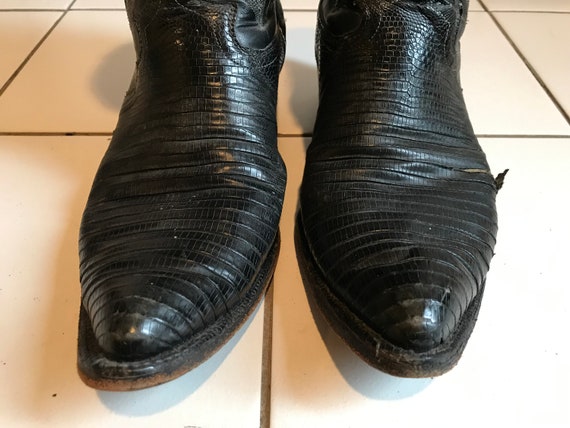 1980s Black Cowboy Boots, White Stiching - Justin… - image 5