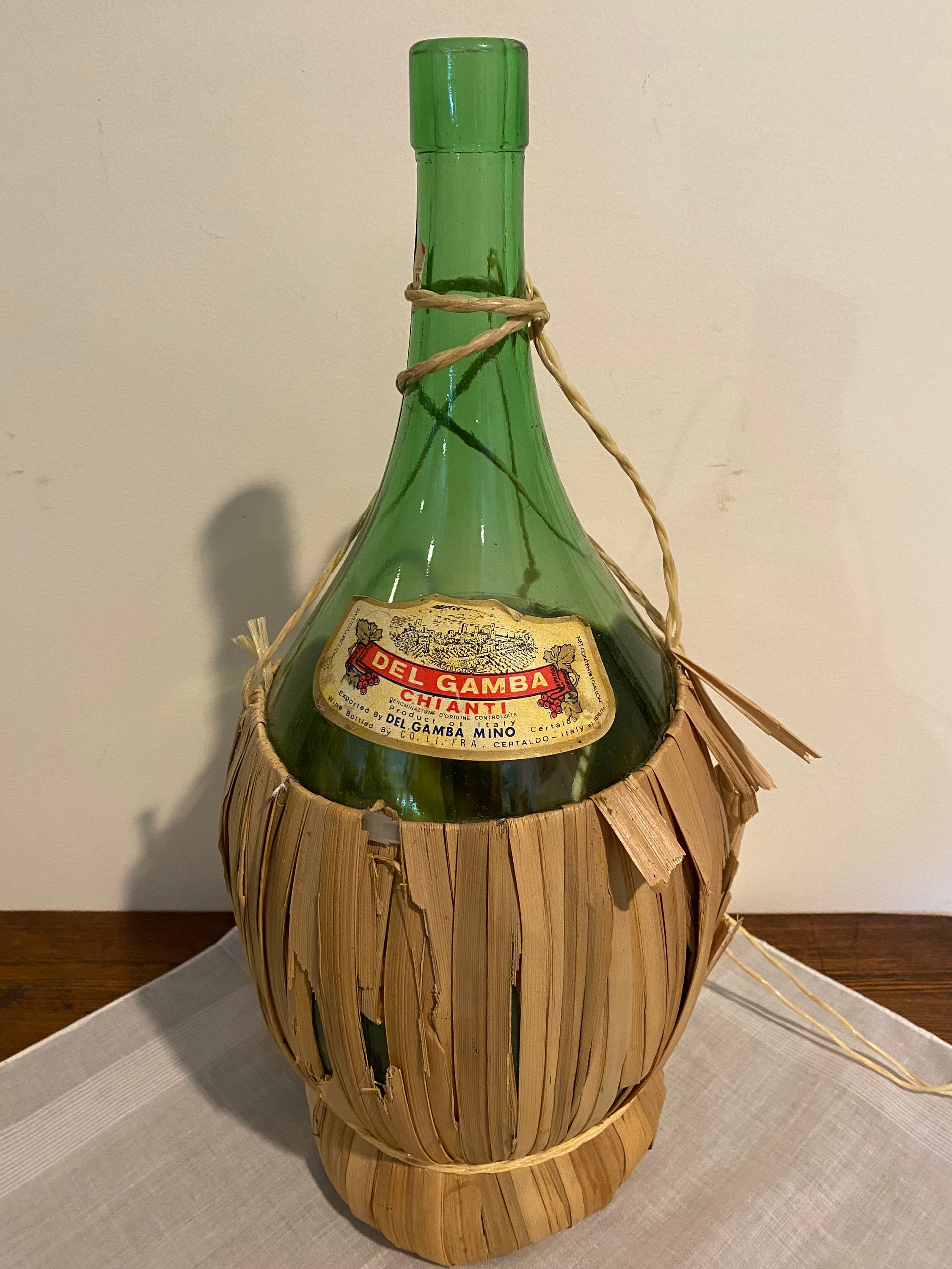 Buy 1970s Green Chianti Italian Wine Bottle With Straw Covering