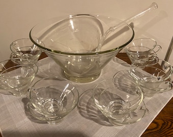 Vintage Punch Bowl with 12 cups and Ladle