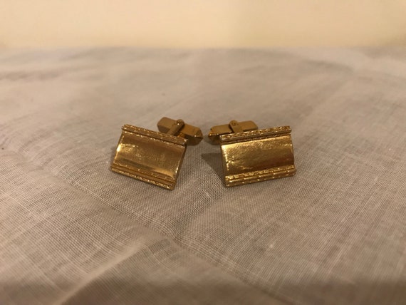 Boutons De Manchette Vintage SWANK - Ton Or Et Bleu - Référence 121416 - Occasion Bon état