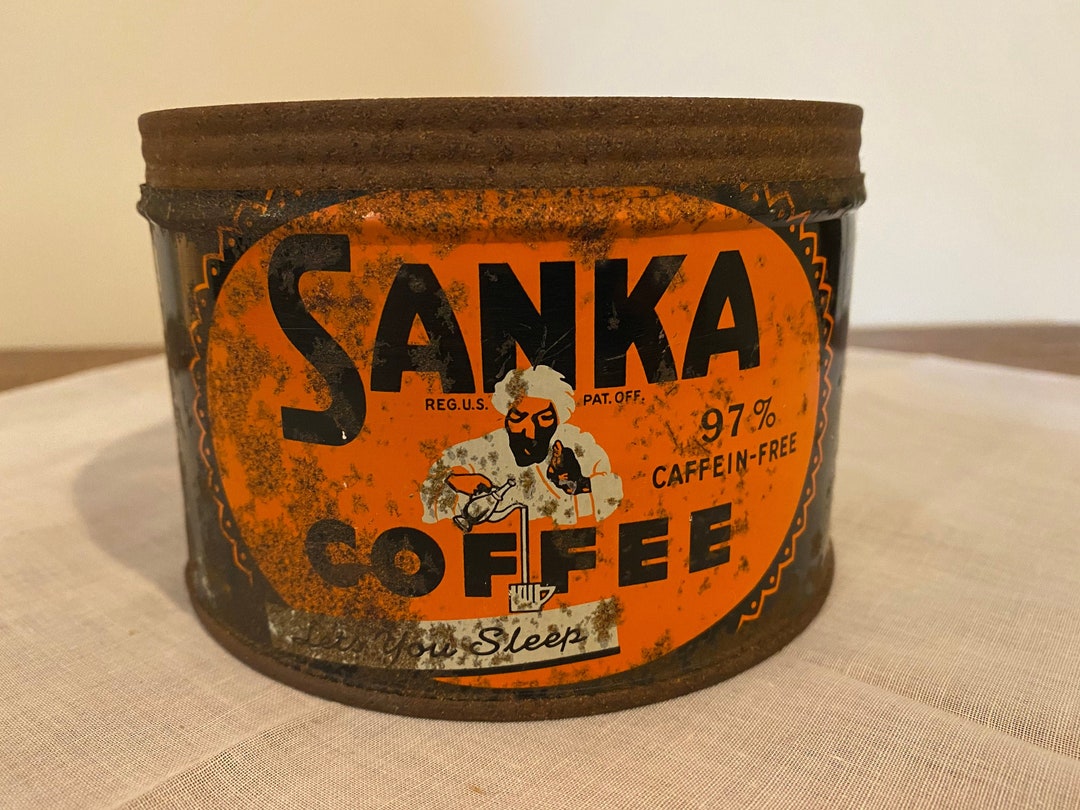 Vintage Sanka Coffee Tin No Lid Etsy