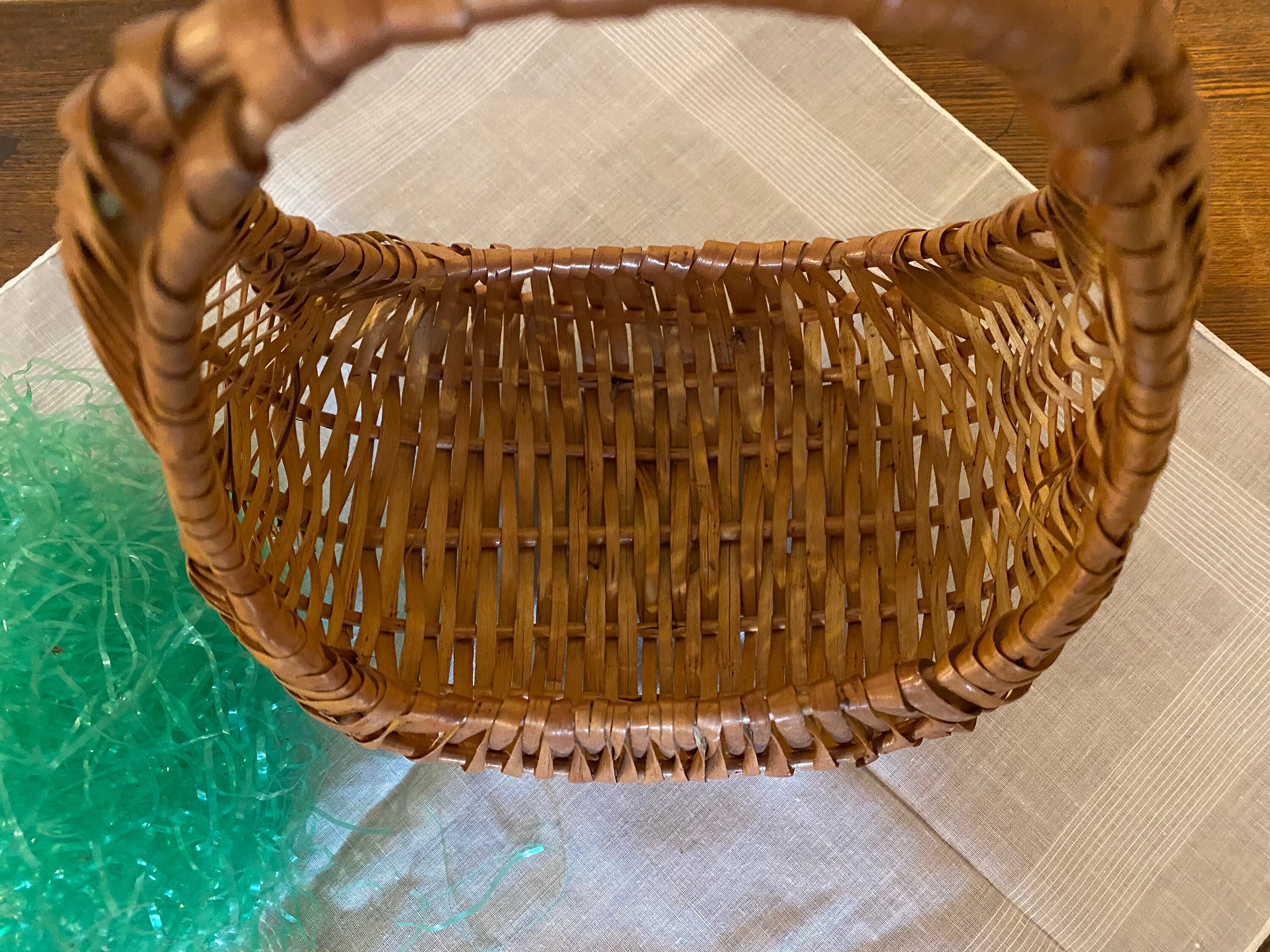 ヴィンテージ 民藝 楕円形 彫刻 蓋付き バスケット カゴ 古道具 人気