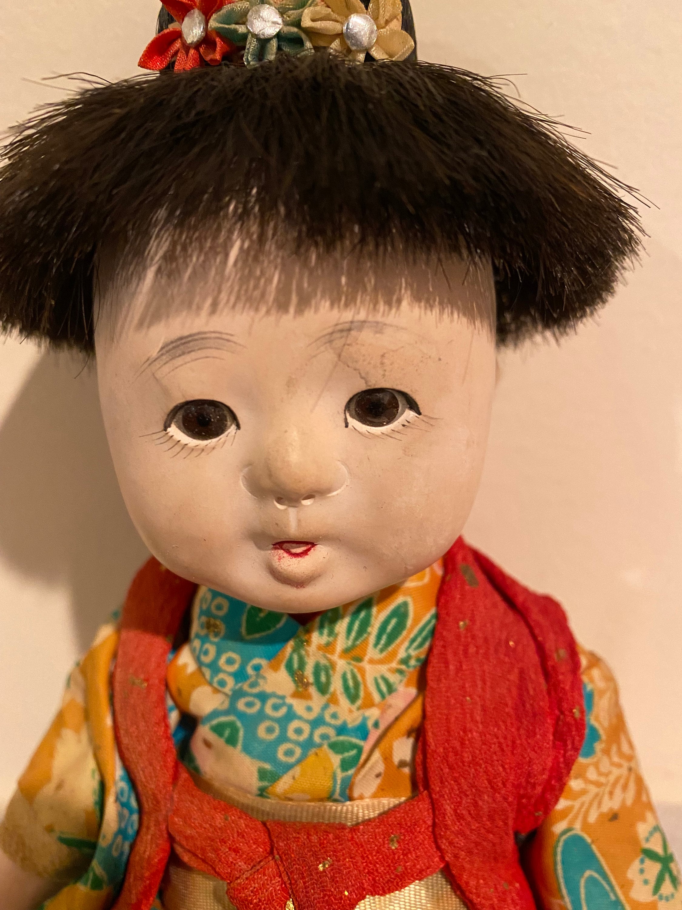 ガラスの目が付いたヴィンテージの日本の市松人形 - Etsy 日本