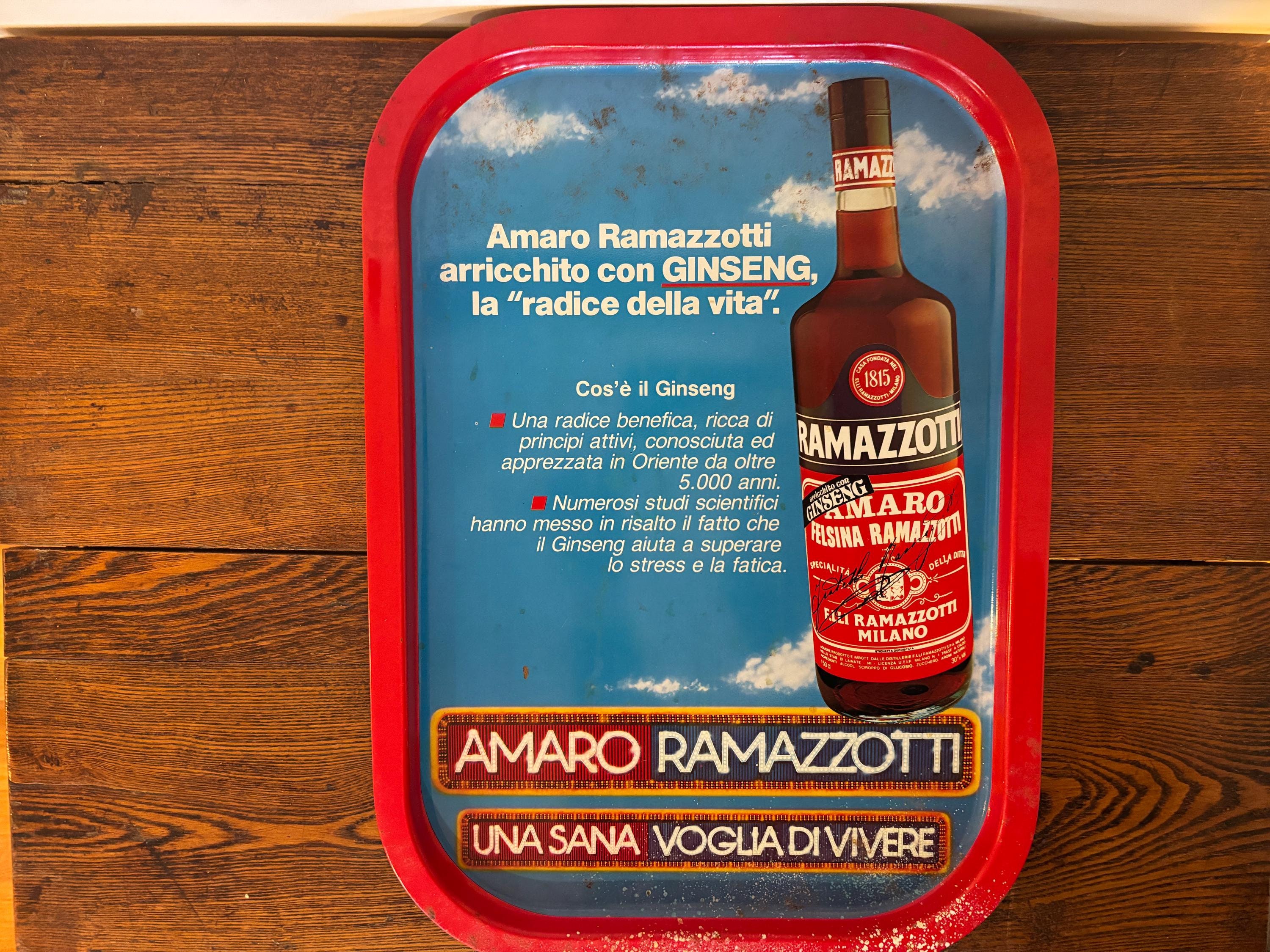 Vassoio da bar in metallo Ramazzotti Vintage