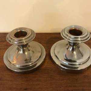 Vintage Chromium Candlestick Holders - Set of 2