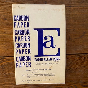 Vintage Box of 5x8 Carbon Paper - Eaton Allen Corp - City of NY