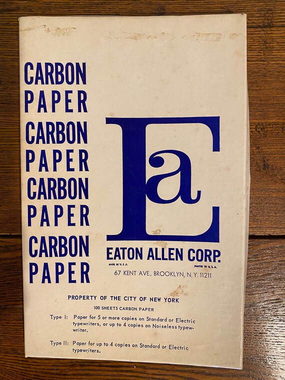 Vintage Box of 5x8 Carbon Paper Eaton Allen Corp City of - Etsy