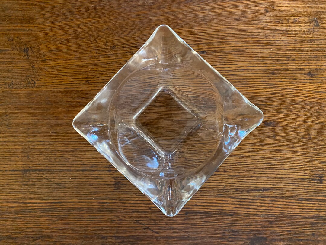 Vintage Small Glass Ashtray Square Etsy