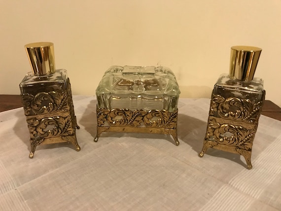 gold glass trinket box