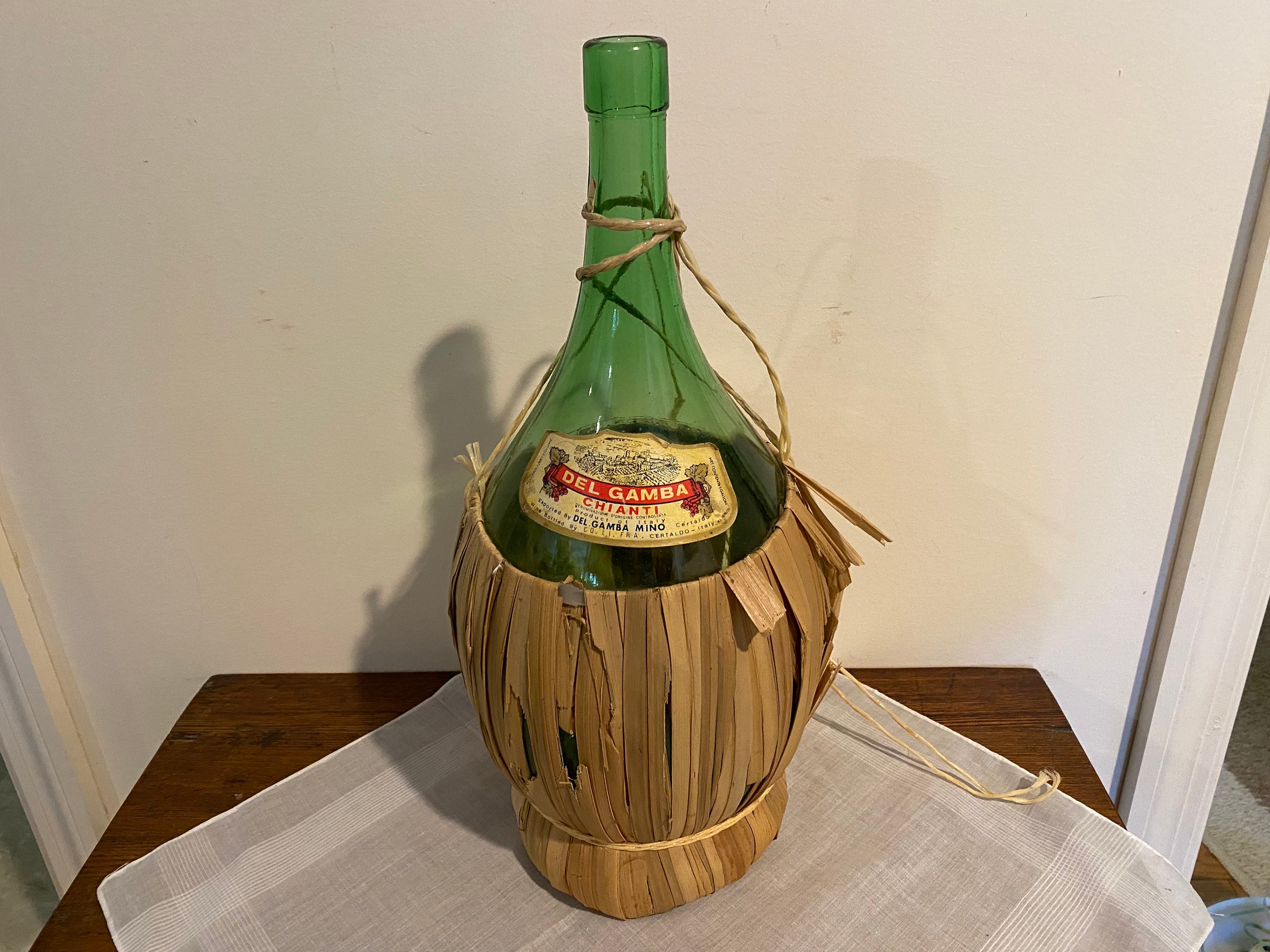 1970s Green Chianti Italian Wine Bottle With Straw Covering Etsy
