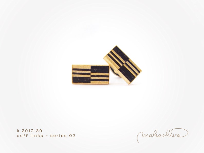 exclusive wooden cuff links for gentlemen, unique jewelry for men, limited accessories for bridegroom - mahoshiva k 2017-39