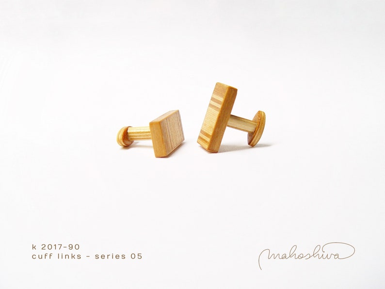 exclusive wooden cuff links for gentlemen, unique jewelry for men, limited accessories for bridegroom mahoshiva k 2017-90 image 3