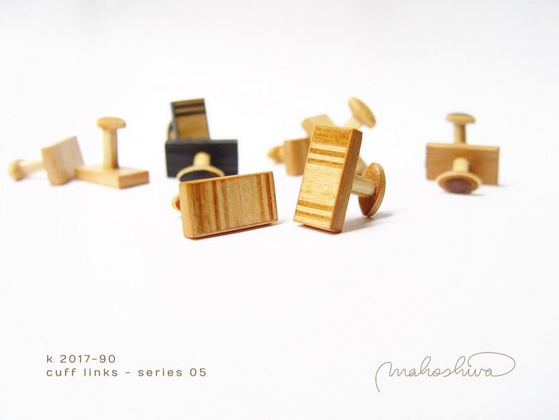 exclusive wooden cuff links for gentlemen, unique jewelry for men, limited accessories for bridegroom mahoshiva k 2017-90 image 5