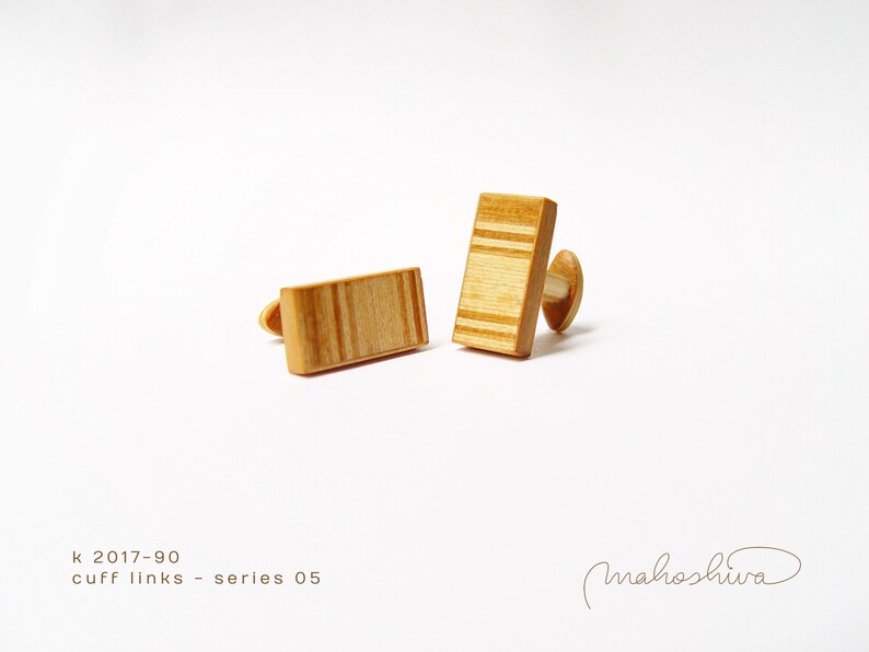 exclusive wooden cuff links for gentlemen, unique jewelry for men, limited accessories for bridegroom mahoshiva k 2017-90 image 2