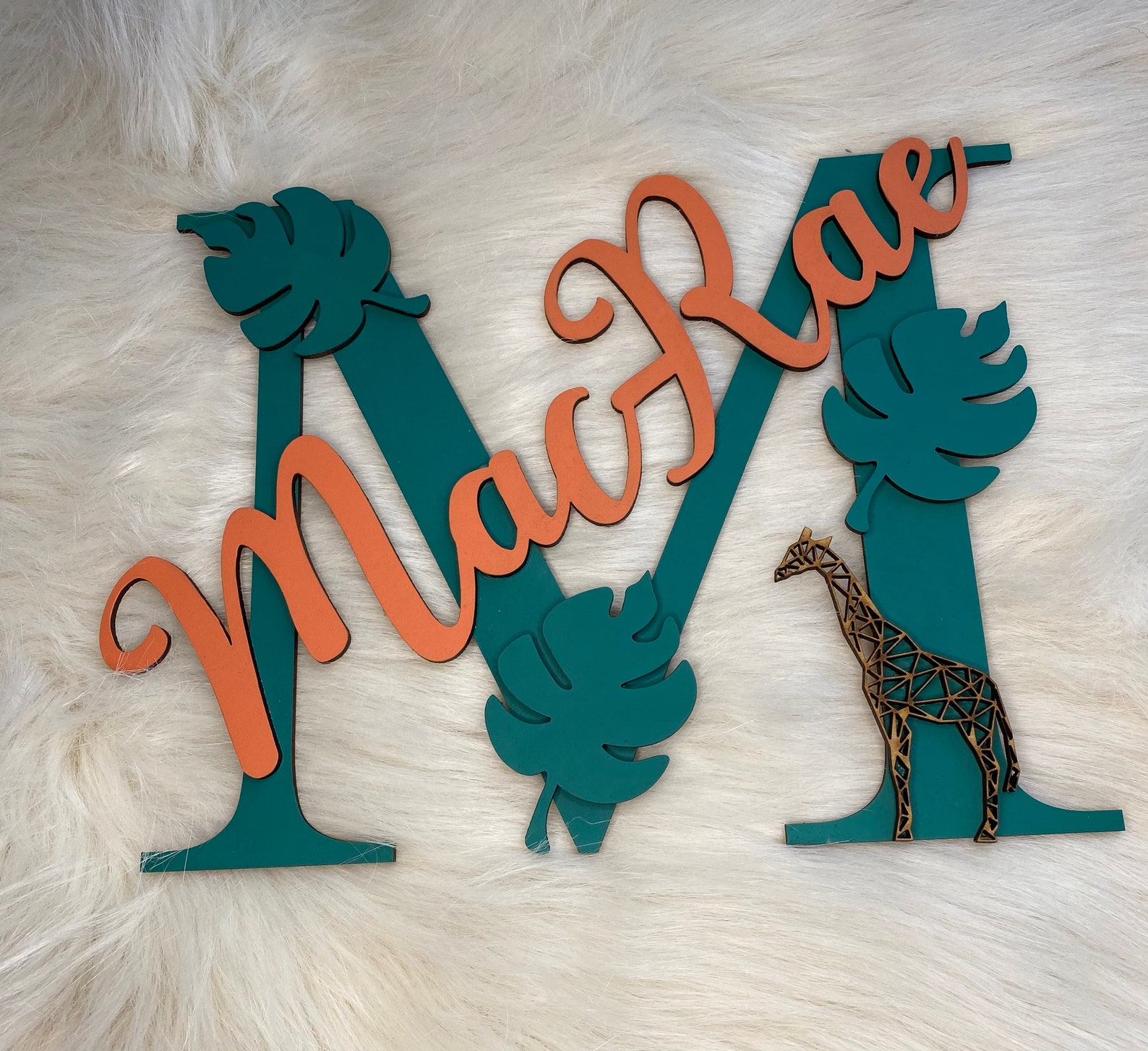 Personalised Jungle name sign. Bedroom door name sign. Wooden Etsy