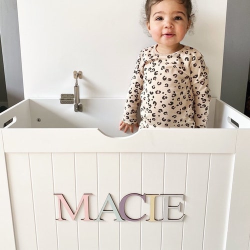 Soft Close Personalised White Wooden Toy Box Perfect for Etsy UK