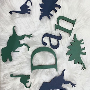 Personalised Toy Box Name & Embellishments. Dinosaur theme name. Dinosaur toy box decor. Wall decor. toy box is NOT INCLUDED)