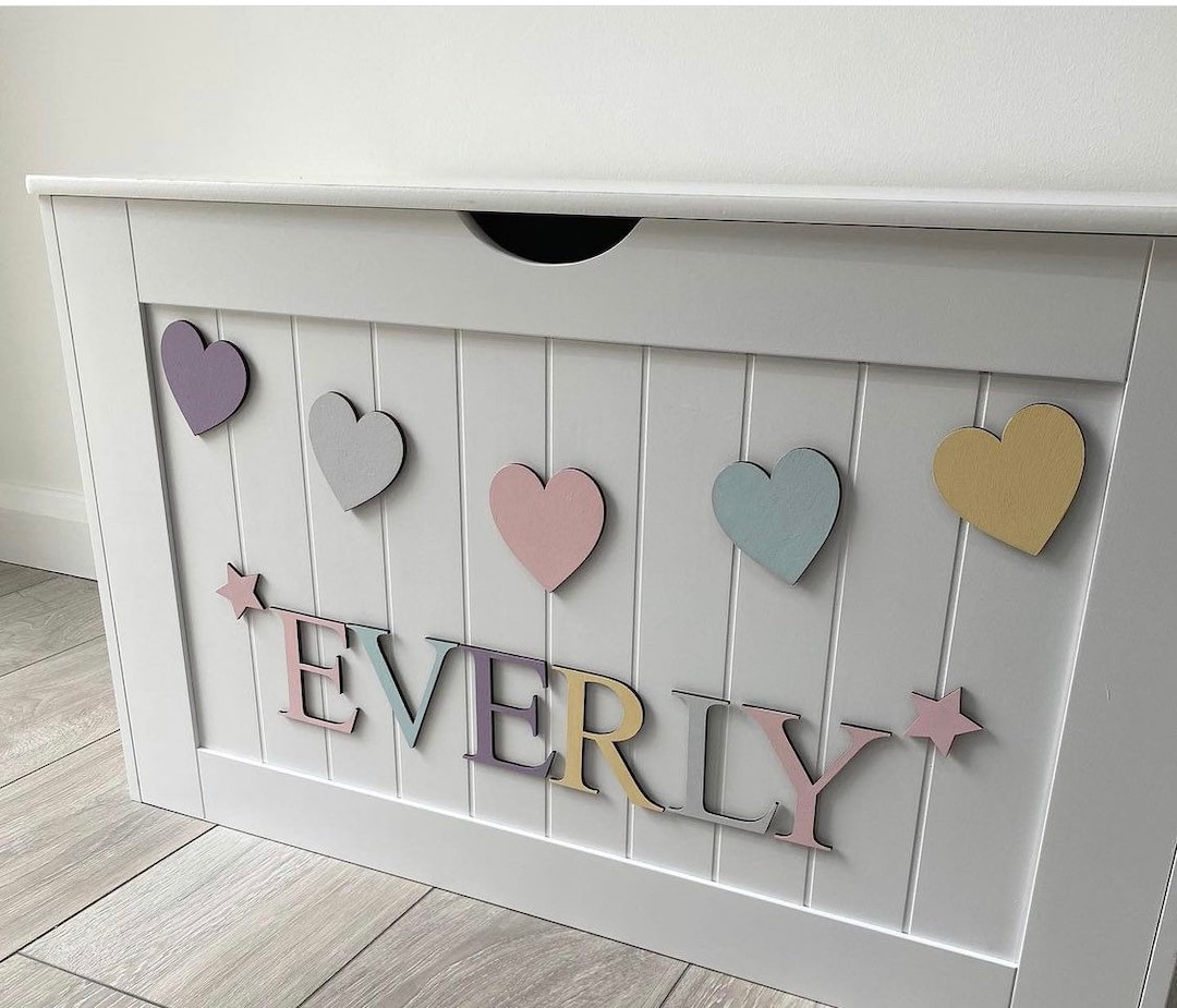 Personalised Wooden Toy Box Name Sign: Pastel Nursery Decor ...