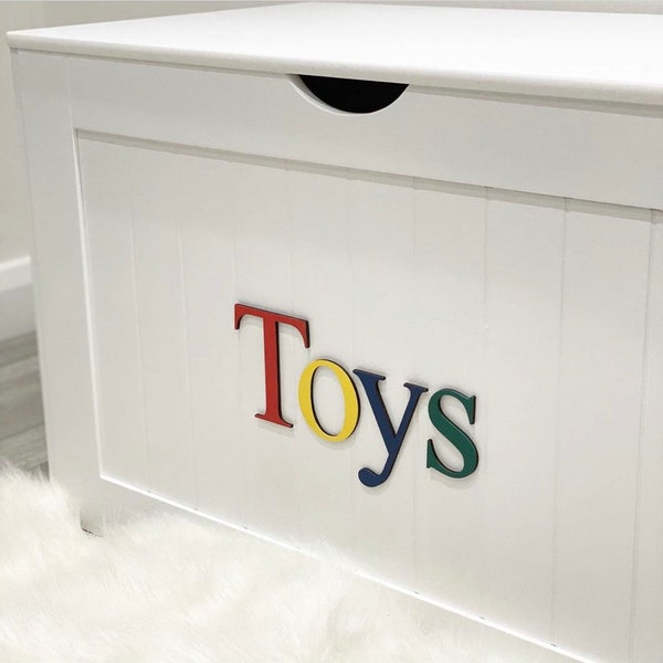 Wooden Toy Box sign,Pastel name, Toy box decor, Wall decor, Nursery decor. (Letters only. Toy Box NOT Included)