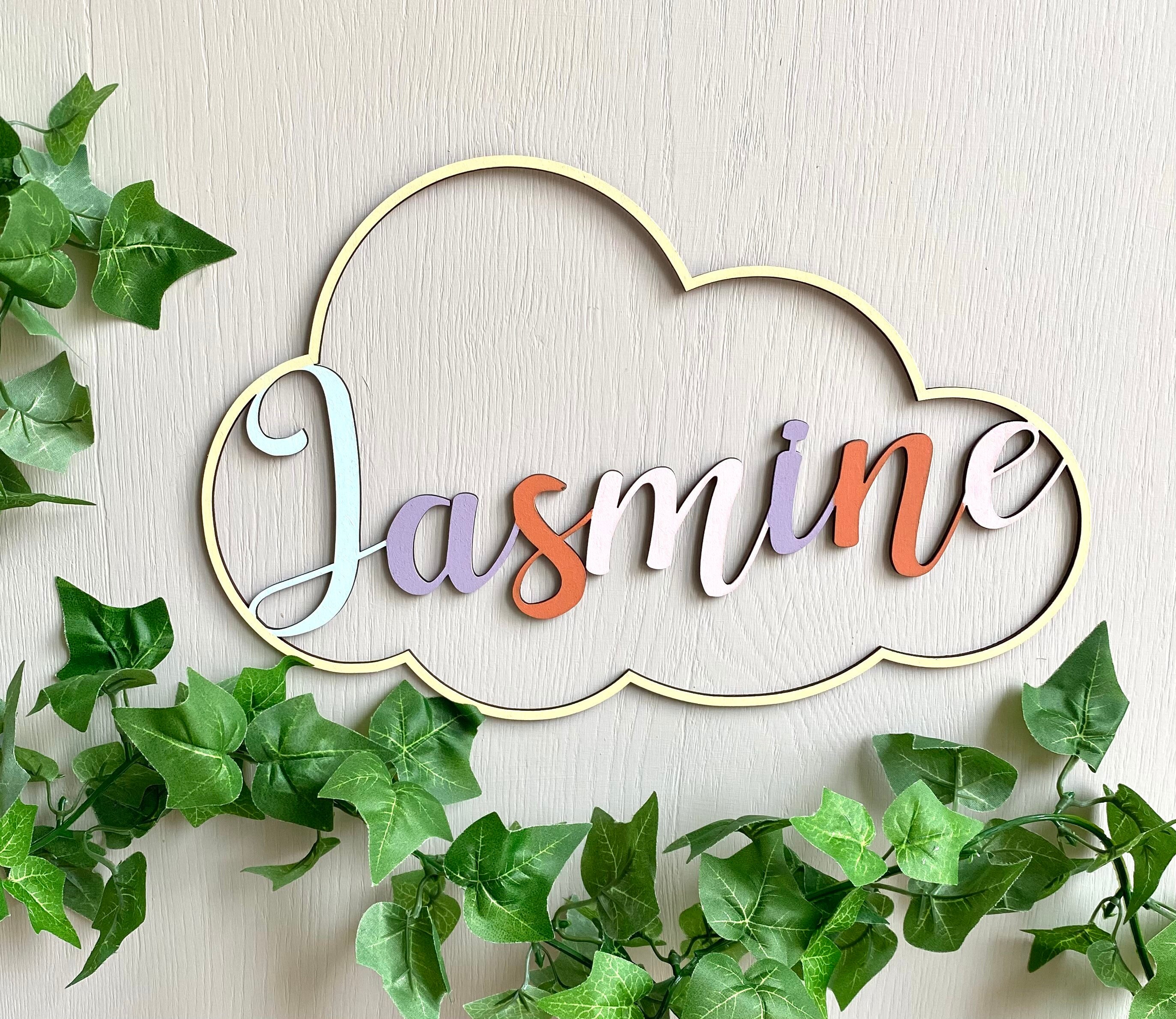 Name cloud. Childrens door sign. Toy box name. Playroom Etsy