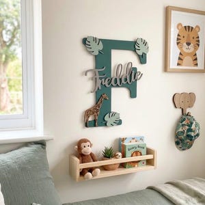 Personalised Jungle Name Sign: Safari Nursery Decor, Giraffe Plaque. jungle bedroom wall sign